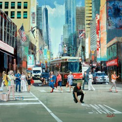 Life in Motion New York II by Torabi - Original Painting on Box Canvas sized 36x36 inches. Available from Whitewall Galleries